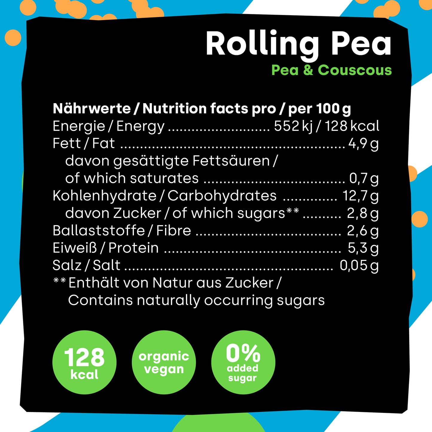 RollingPea (Pack of 6) – Organic Purée made from Peas & Couscous