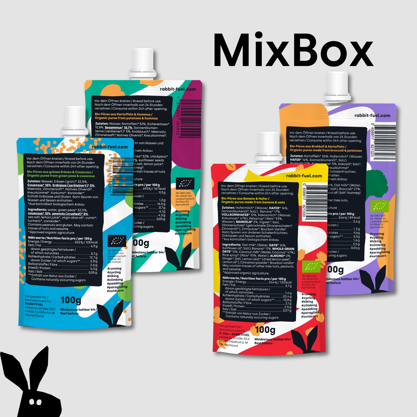 MixBox (Organic) – Pack of 4: HummusRocket, RollingPea, BrocNRoll, OatNana