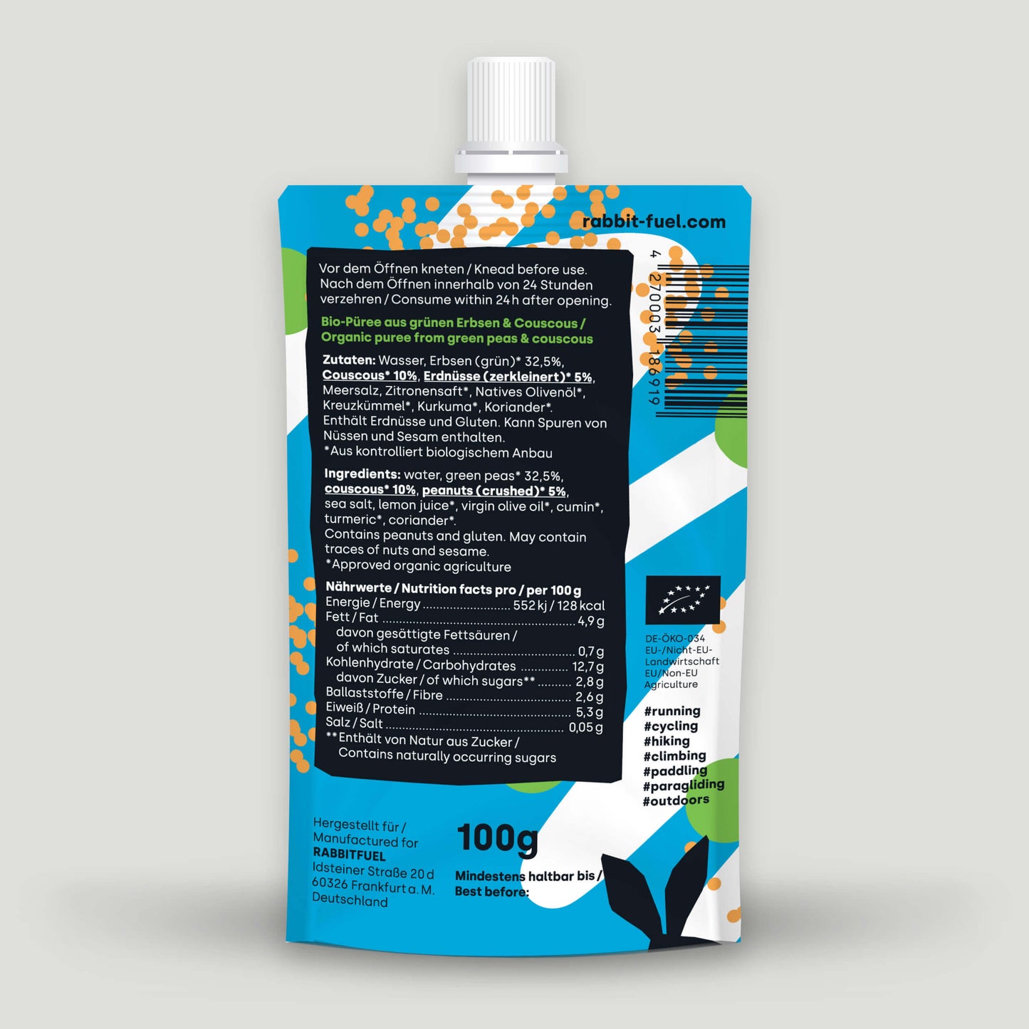 RollingPea (Pack of 6) – Organic Purée made from Peas & Couscous